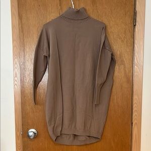 Brown Turtleneck Sweater Dress
